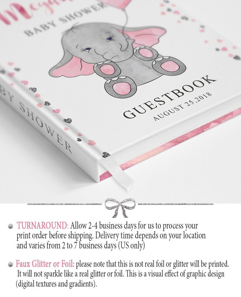 Elephant Baby Shower Guestbook Pink And Gray Elephant Baby Etsy Elephant Baby Shower Guestbook Pink And Gray Elephant Baby Etsy