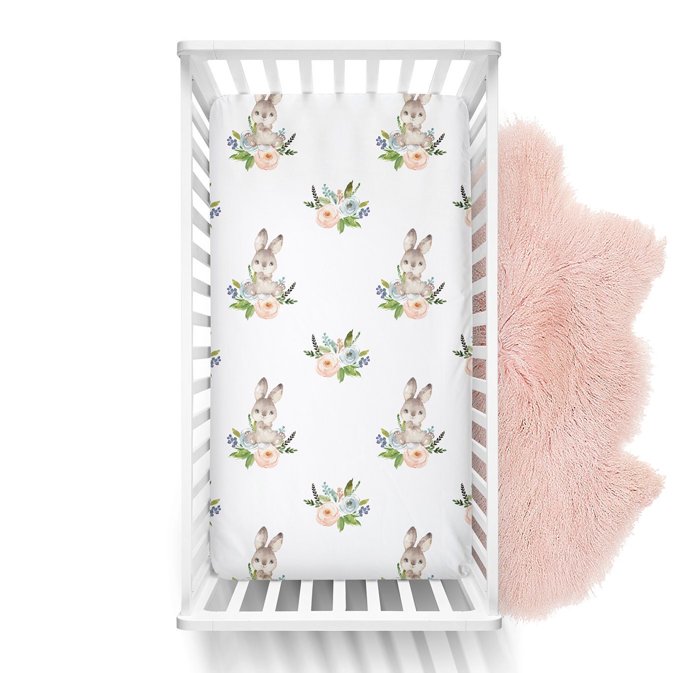 Bunny Crib Sheet Crib Bedding Baby Bedding Baby Girl Etsy