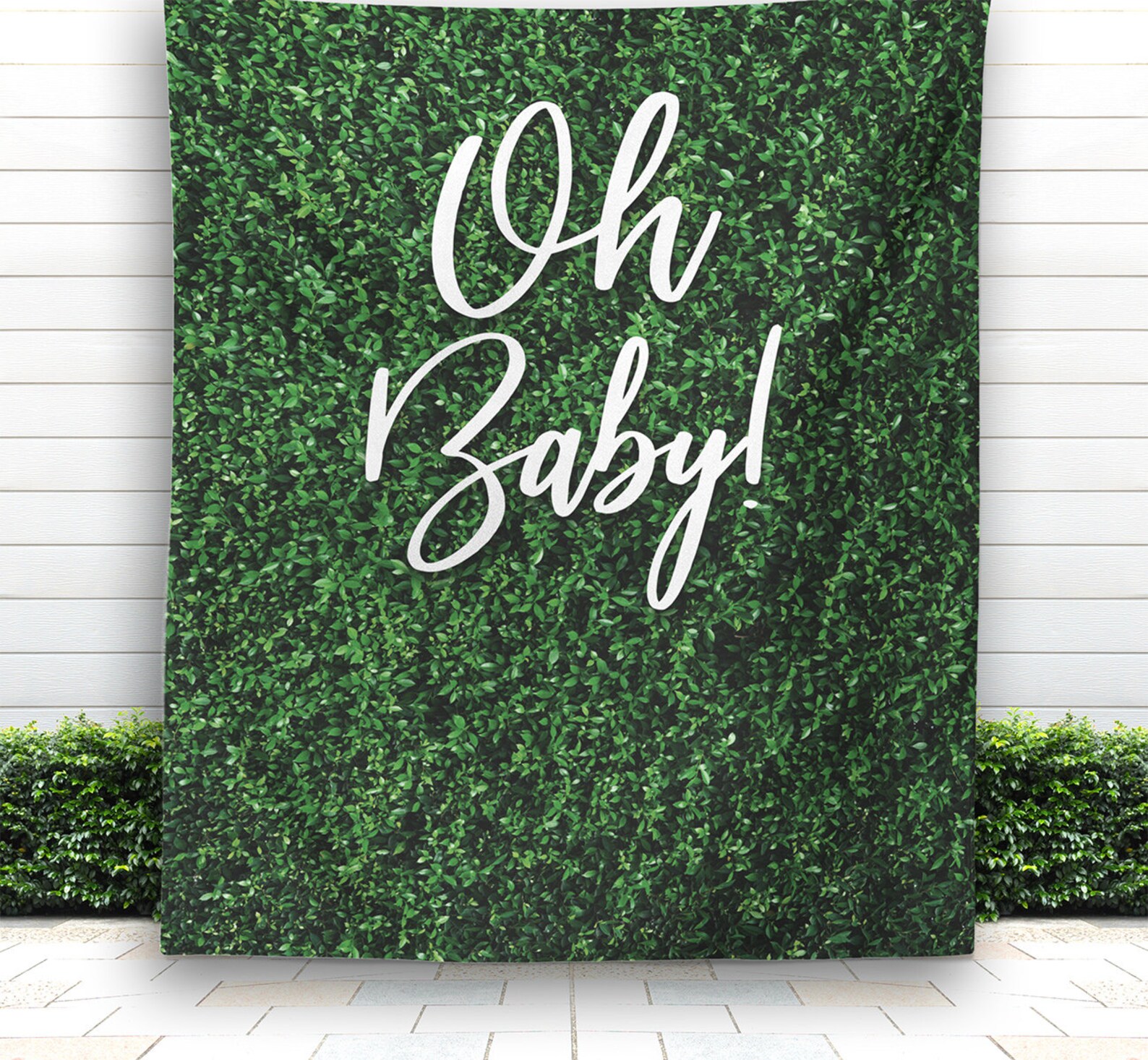 Oh Baby Greenery Baby Shower Backdrop Boxwood Greenery Baby Etsy