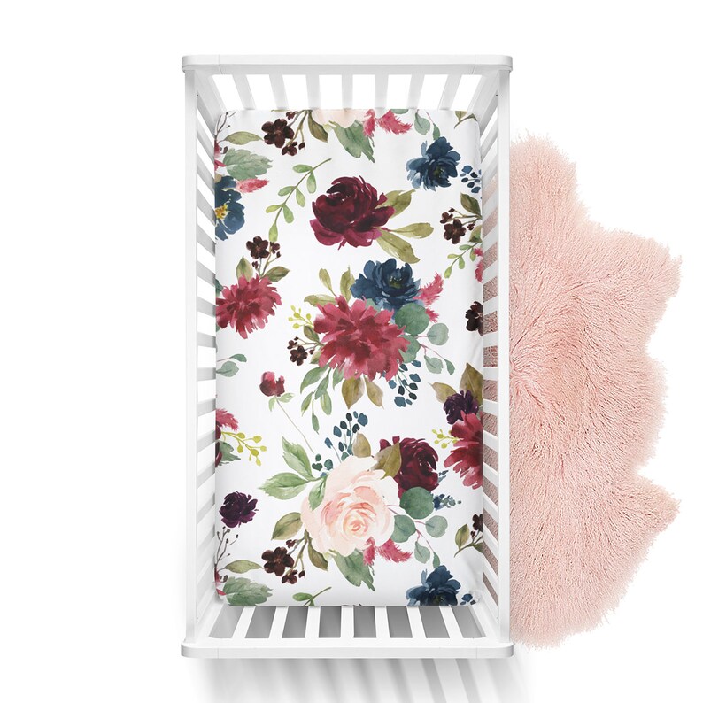 Burgundy and Navy Floral Changing Pad Cover Baby Girl Etsy