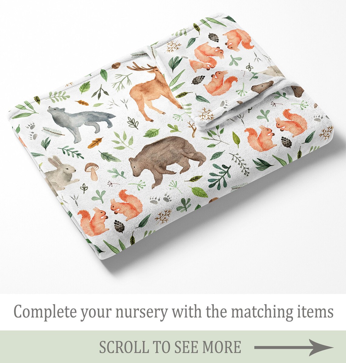 Woodland Animals Baby Blanket Minky Blanket Crib Bedding Etsy