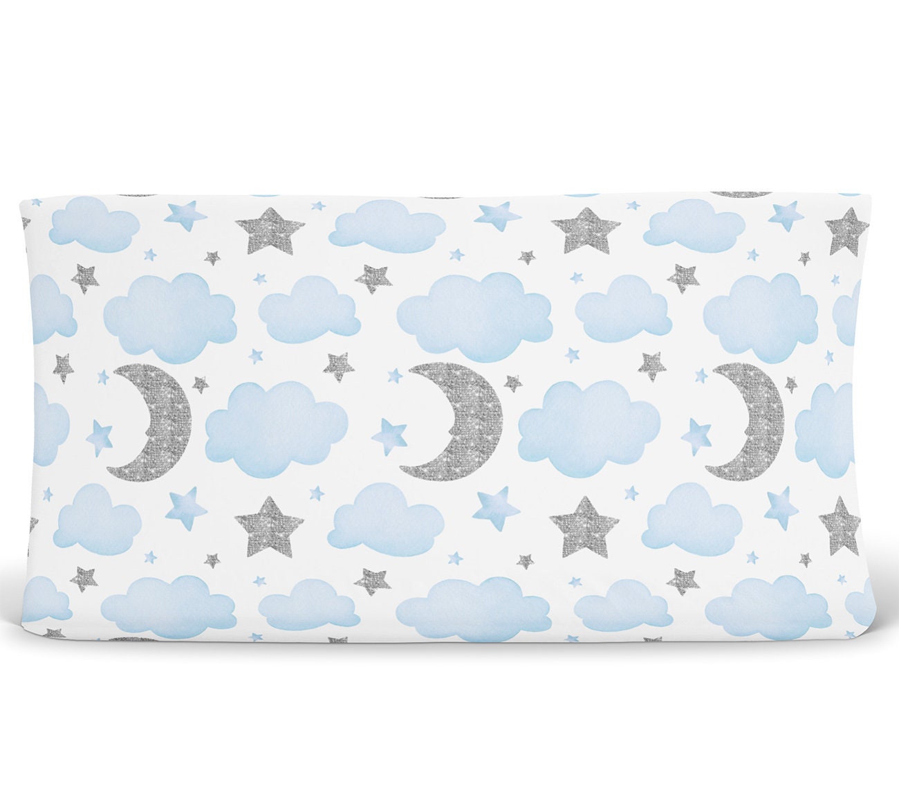 Moon and Stars Baby Blanket Baby Blue and Silver Minky Etsy