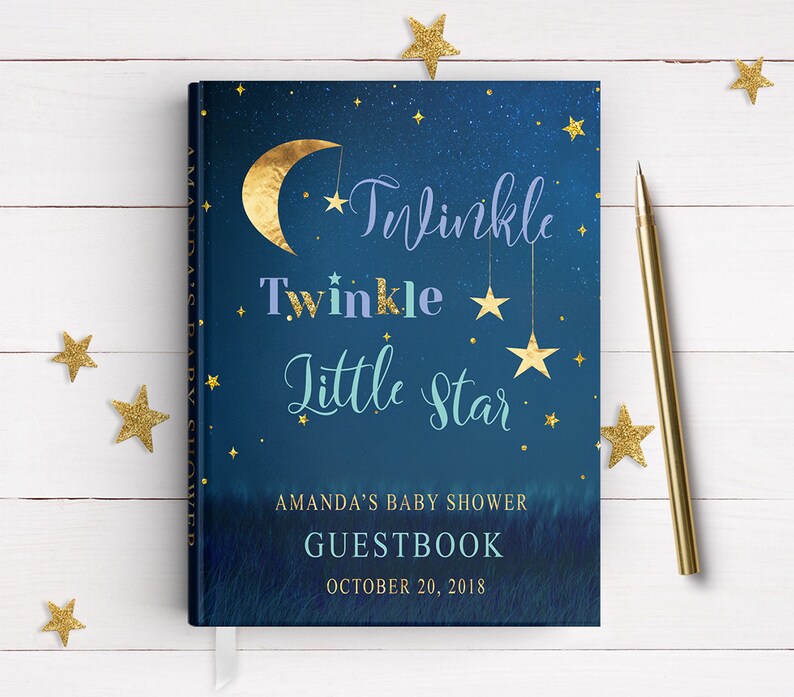 Twinkle Twinkle Little Star Baby Shower Guest Book Navy Blue Etsy Twinkle Twinkle Little Star Baby Shower Guest Book Navy Blue Etsy
