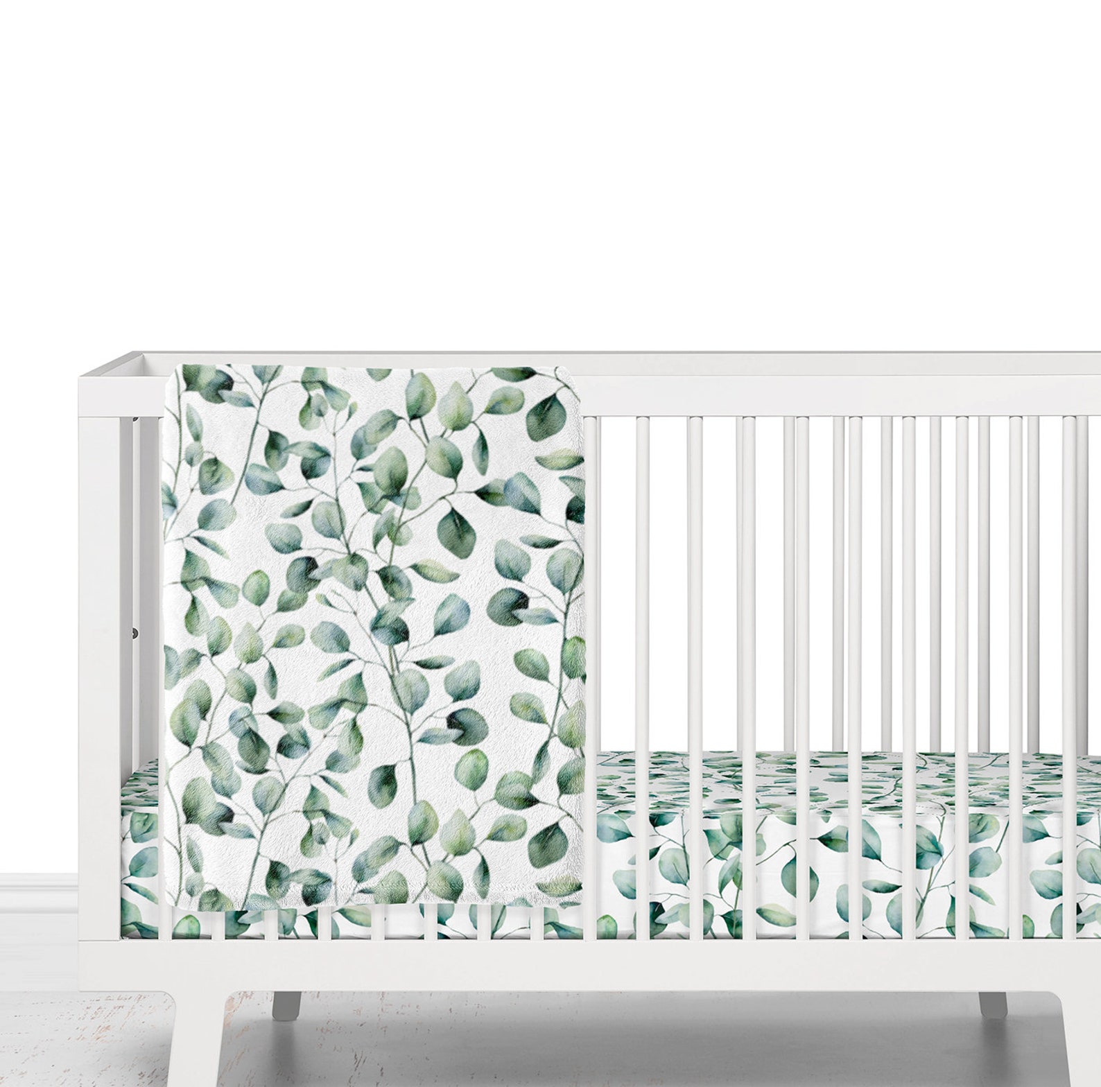 Eucalyptus Crib Sheet Crib Bedding Gender Neutral Baby Etsy