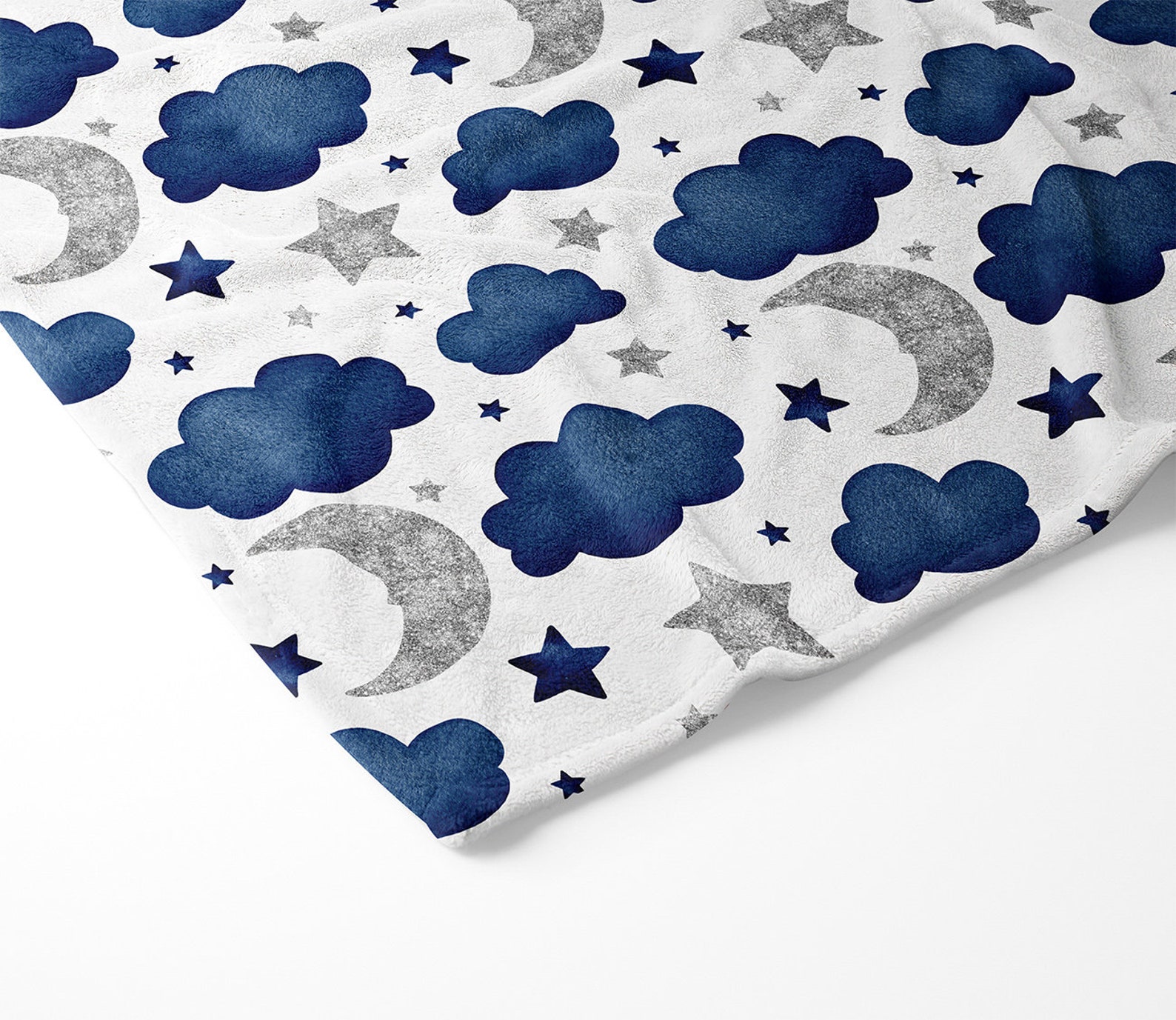 Moon and Stars Baby Blanket Navy Blue and Silver Minky Etsy