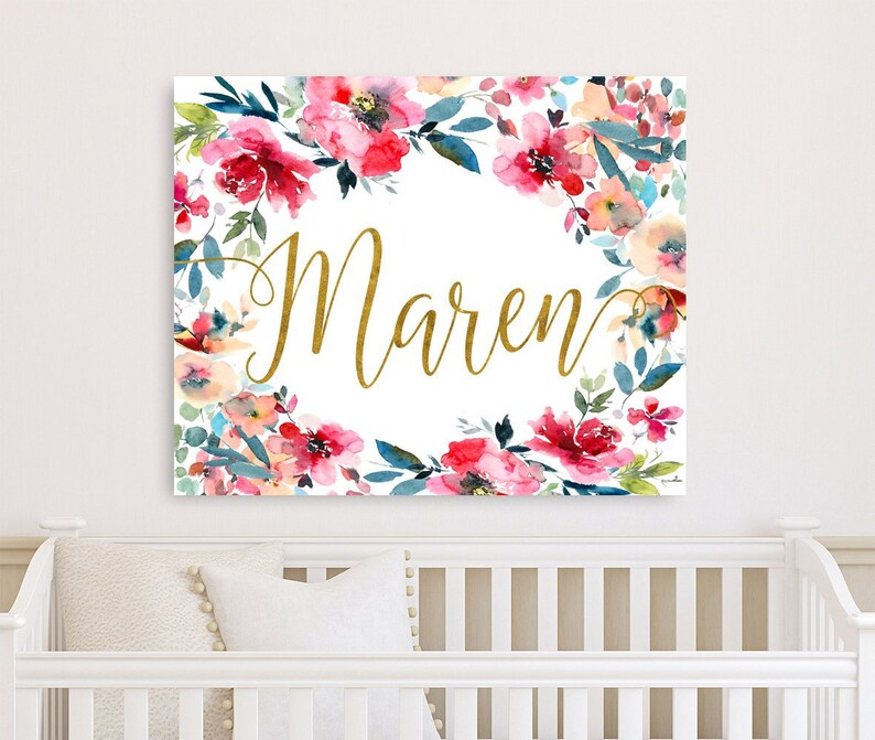 Floral Nursery Wall Art Canvas Baby Girl Floral Nursery Etsy