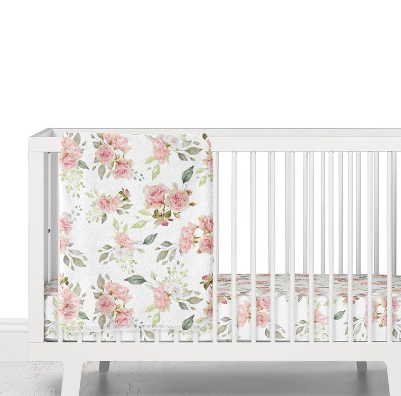 Blush Floral Crib Sheet Crib bedding Baby bedding Baby Girl Etsy