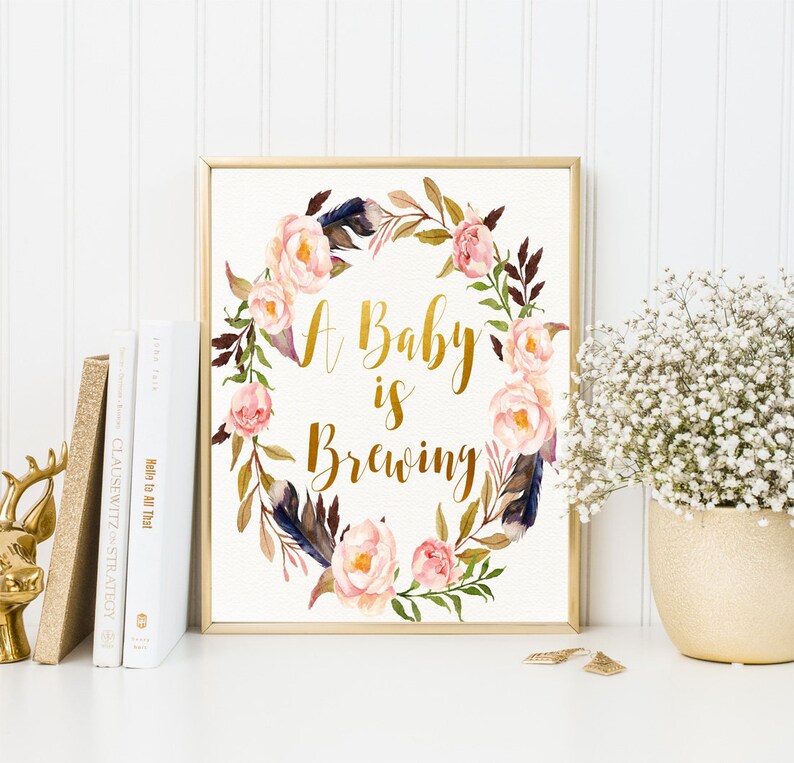 A Baby Is Brewing Boho Baby Shower Sign Baby Shower Decor Etsy