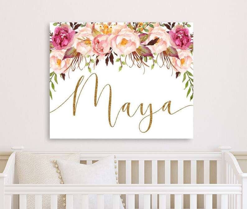 Blush Nursery Wall Decor Girl Rustic Floral Nursery Canvas Etsy