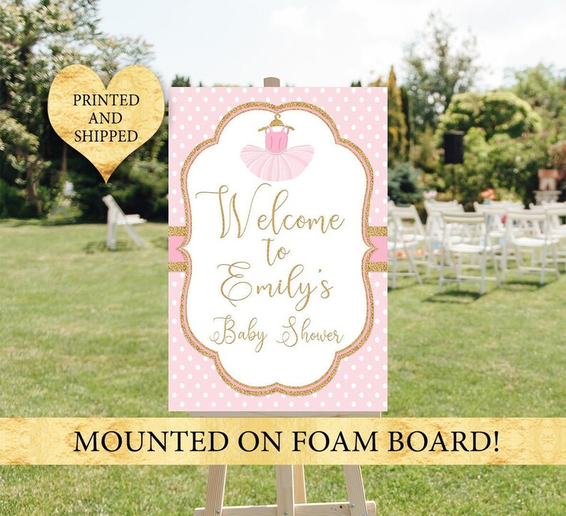 Tutu Baby Shower Welcome Sign Ballerina Baby Shower Printed Etsy