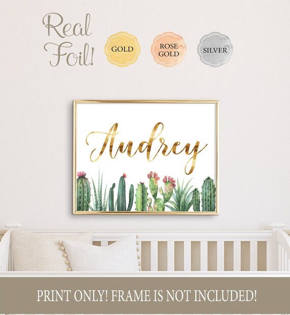 Crown /& Personalised Name Foil Print Baby Nursery Room Wall Art Custom Signs