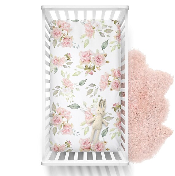 blush floral crib bedding