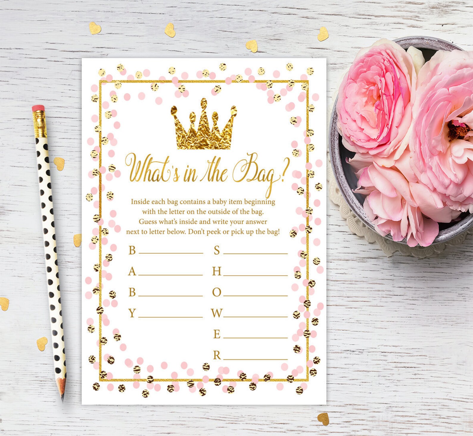 What's In The Bag Baby Shower Game Princess Baby shower Etsy