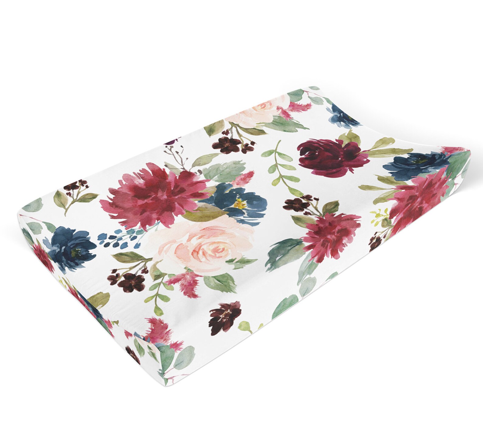 Burgundy and Navy Floral Changing Pad Cover Baby Girl Etsy