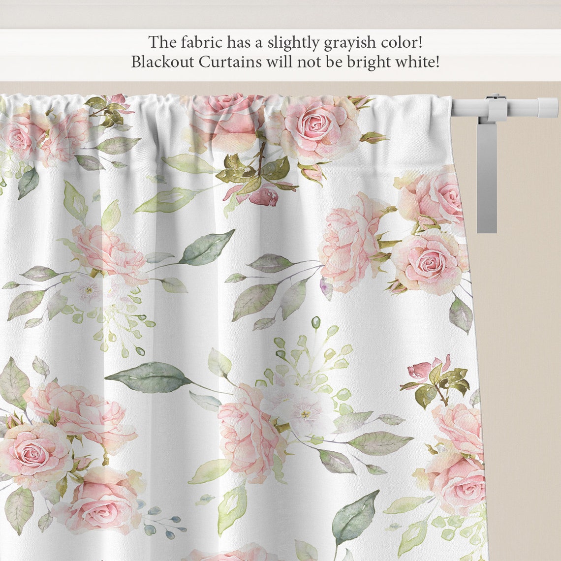 Blush Floral Window Curtains Nursery Blackout Curtains Kids Etsy