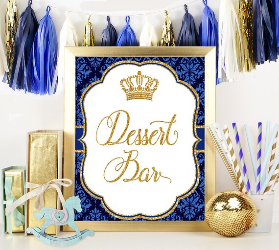 Royal Blue Dessert Bar Sign Prince Baby Shower Sign Dessert Etsy