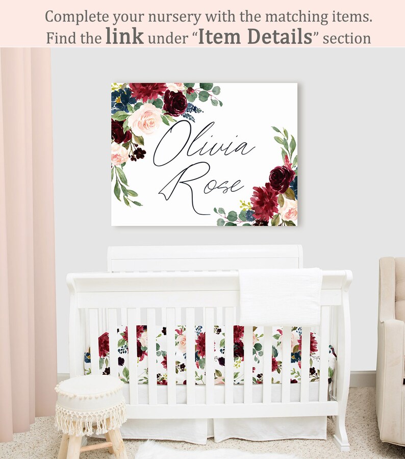 Burgundy and Navy Floral Changing Pad Cover Baby Girl Etsy