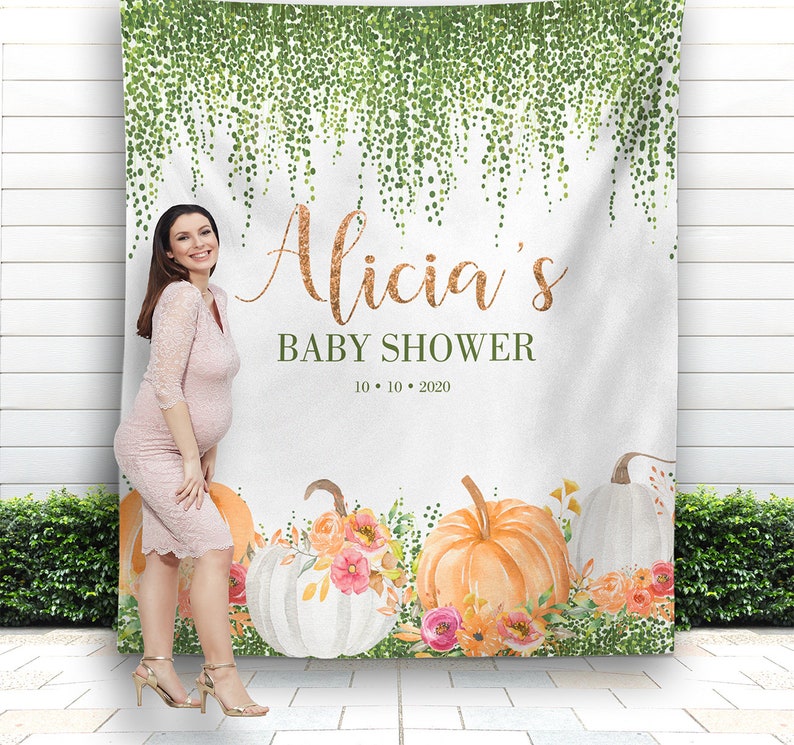 Pumpkin Baby Shower Backdrop Greenery Fall Backdrop for Baby Etsy