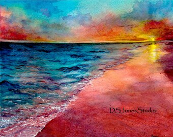 Sunset at the Beach - Print of the Original "Fire - Myrtle Beach, SC"