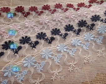 5 yard 17cm 6.69 wide pink tulle mesh gauze fabric embroidered tapes lace trim ribbon B4R1394L0616P