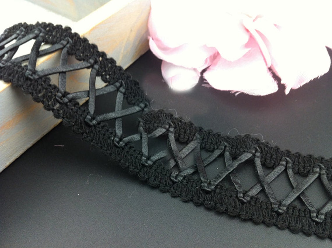 5 yard 3cm 1.18 wide black leather tapes lace trim Etsy