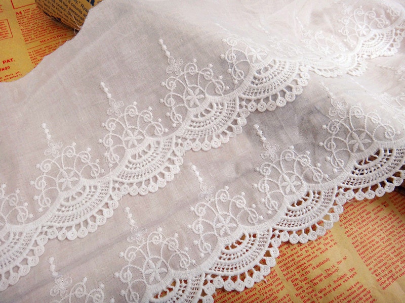 5 Cour 22cm 8,66" large Ivoire tissu coton broderie rubans navire gratuit 1zy7 ruban de dentelle 5 Cour tissu 22cm 8,66