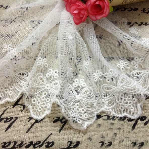 10 yard 15cm 5,9" large Ivoire gaze de tulle maille tissu broderie rubans dentelle ruban f8g9h navire gratuit 10 yard 15cm 15cm 15cm 5,9