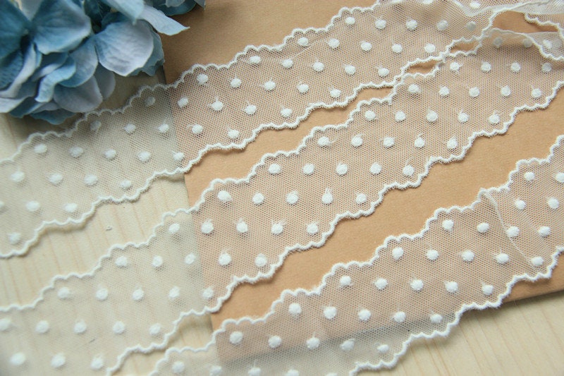 10 yard 4,5 cm 1,77" arc large Ivoire vagues double maille gaze broderie rubans dentelle ruban 256cv navire gratuit 10 arc yard 4,5 cm 1,77