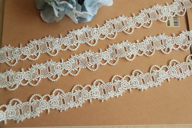 10 yard 3cm 1.18 wide ivory rose embroidery lace trim ribbon 354k free ship