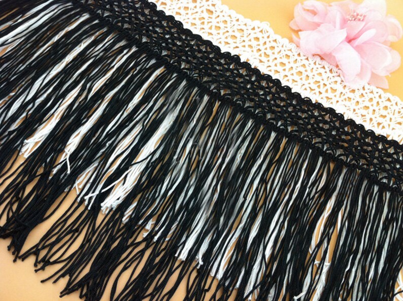 2 yard 23cm 9.05 wide blackwhite tassel fringe tapes lace trim ribbon b4gy3 free ship