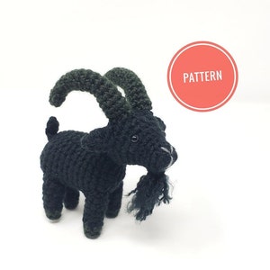 Gothic Goat Pattern- black goat amigurumi pattern, crochet goat, Black Phillip (DIGITAL PATTERN ONLY)