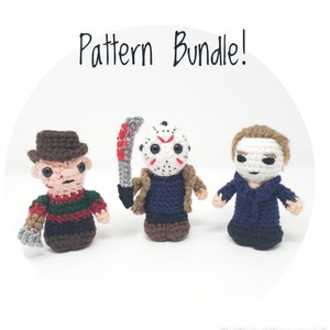 Jason, Michael Myers and Freddy Amigurumi Patterns horror crochet, Halloween crochetDIGITAL PATTERNS ONLY image 1