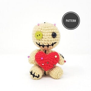VooDoo Doll Amigurumi pattern- pin cushion crochet pattern, Halloween crochet with heart ( DIGITAL PATTERN ONLY)