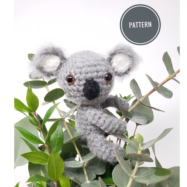 Pattern: Kai the Koala- koala amigurumi pattern,  cute crochet koala with heart (DIGITAL PATTERN ONLY)