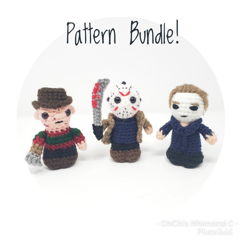 Jason, Michael Myers and Freddy Amigurumi Patterns horror crochet, Halloween crochetDIGITAL PATTERNS ONLY image 1