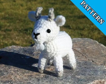 Merlin la chèvre motif - motif chèvre amigurumi, chèvre au crochet (MODELE NUMÉRIQUE UNIQUEMENT)