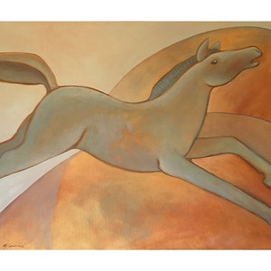 Original painting, acrylic on canvas, horse painting, one of a kind , leaping horse, horse lover, horse painting, equine art, gift horse