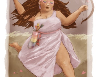 Fat woman, fat lady, chubby woman, LGBTQ Love Goddess, chubby love goddess, fat love goddess, fat dancer, love, hearts, roses,