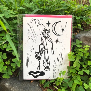 Hand Printed Lino Cut Greeting Card