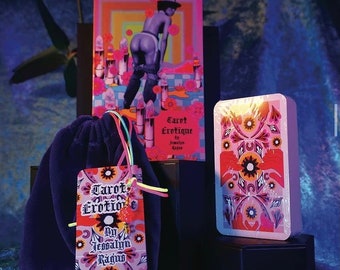 IN STOCK- Tarot Erotique Set: Tarot Deck, Handmade Purple Velvet Drawstring Bag & Companion Booklet