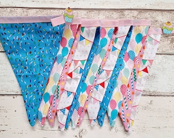 Celebration party bunting, birthday banner, party decor, birthday party garland , wall hanging, fabric double sided bunting, handmade item