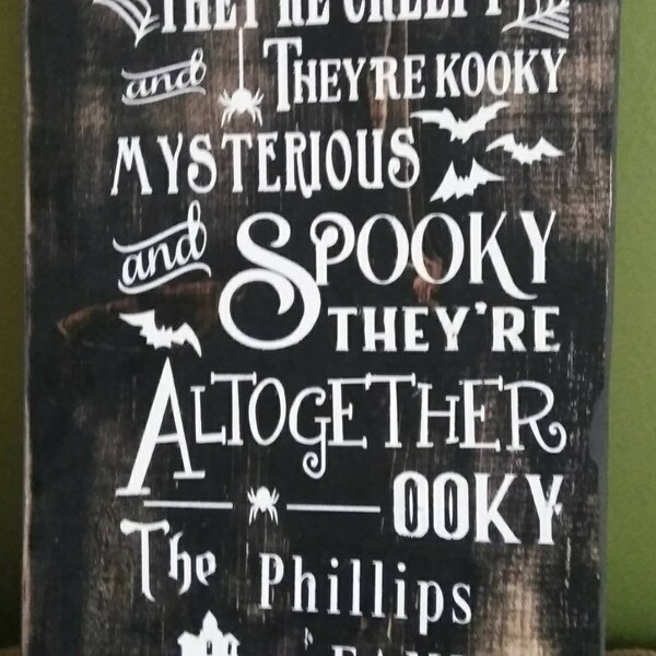 Adams Family Personalized Sign - Halloween Sign - Family Sign - Creepy Sign - Spooky Sign - FREE SHIPPING