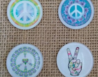 Peace Sign Magnets - Hippie Magnets - Tie Dye Magnets - Love Magnets - Refrigerator Magnets - Birthday Gift - FREE SHIPPING