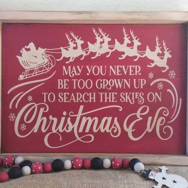 Rustic Christmas Eve Reindeer Sign – Hand Painted Holiday Decor