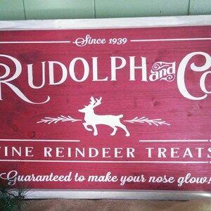 Rudolph Sign - Reindeer Treats Sign - Rustic Rudolph Christmas Sign - Christmas Decor - Red Nosed Reindeer Sign  -  FREE SHIPPING