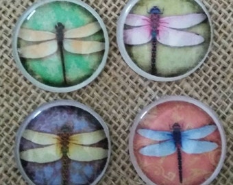 Dragonfly Magnets - Dragonflies - Refrigerator Magnets - Glass Magnets - Dragonfly Decor - FREE SHIPPING