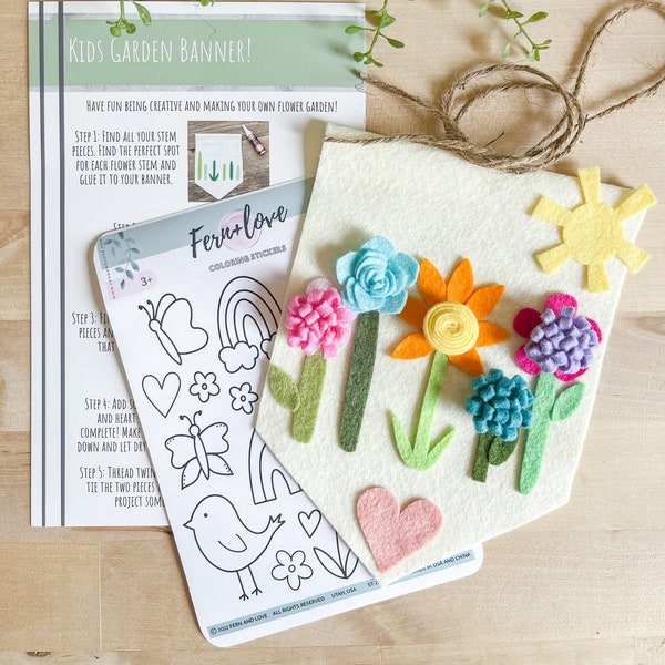 Kids Activity | Craft Kit: Made By Fern+Love | Make It Yourself Kit | Felt DIY Kit | Felt Kids Crafts | Garden Banner