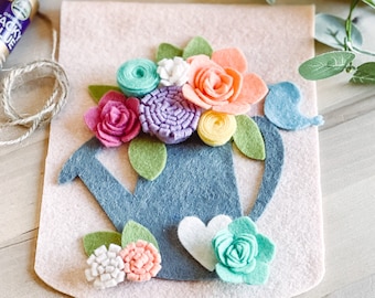 Kids Activity | Craft Kit: Made By Fern+Love | Spring Watering Can Banner | Make It Yourself Kit | Felt DIY Kit | Felt Kids Crafts |