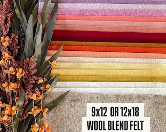 You Pick 5 Wool Blend Felt Sheets | 9x12 Felt Sheet or 18x12 Felt Sheet | Wool Felt