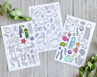 coloring stickers etsy